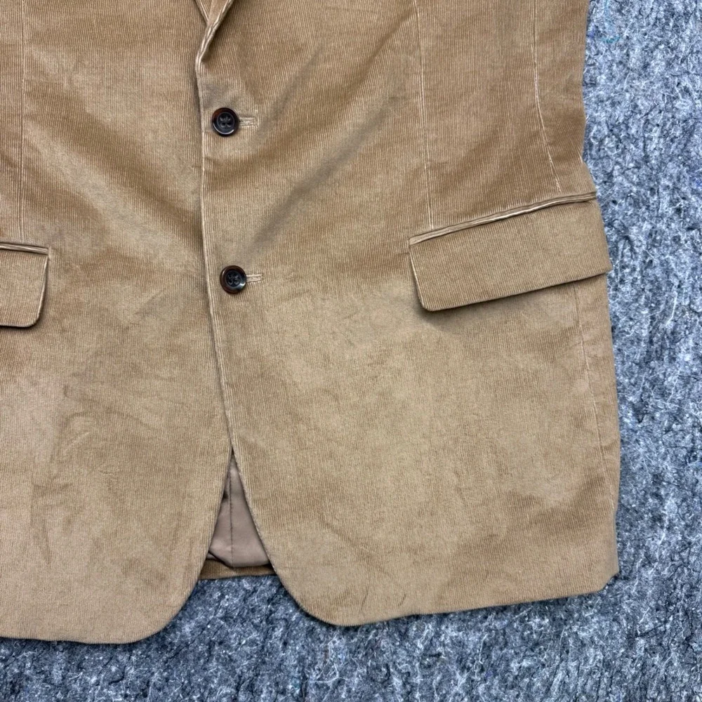 Stafford Mens Corduroy Blazer Tan Camel Elbow Patches Classic Fit Sport Coat